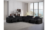 1116 DivanItalia Black Top-Grain Italian Leather 8-Piece Sectional with 4 Power Reclining Seats & Power HeadrestModel:  1116-BLACK-4PWR-8PC